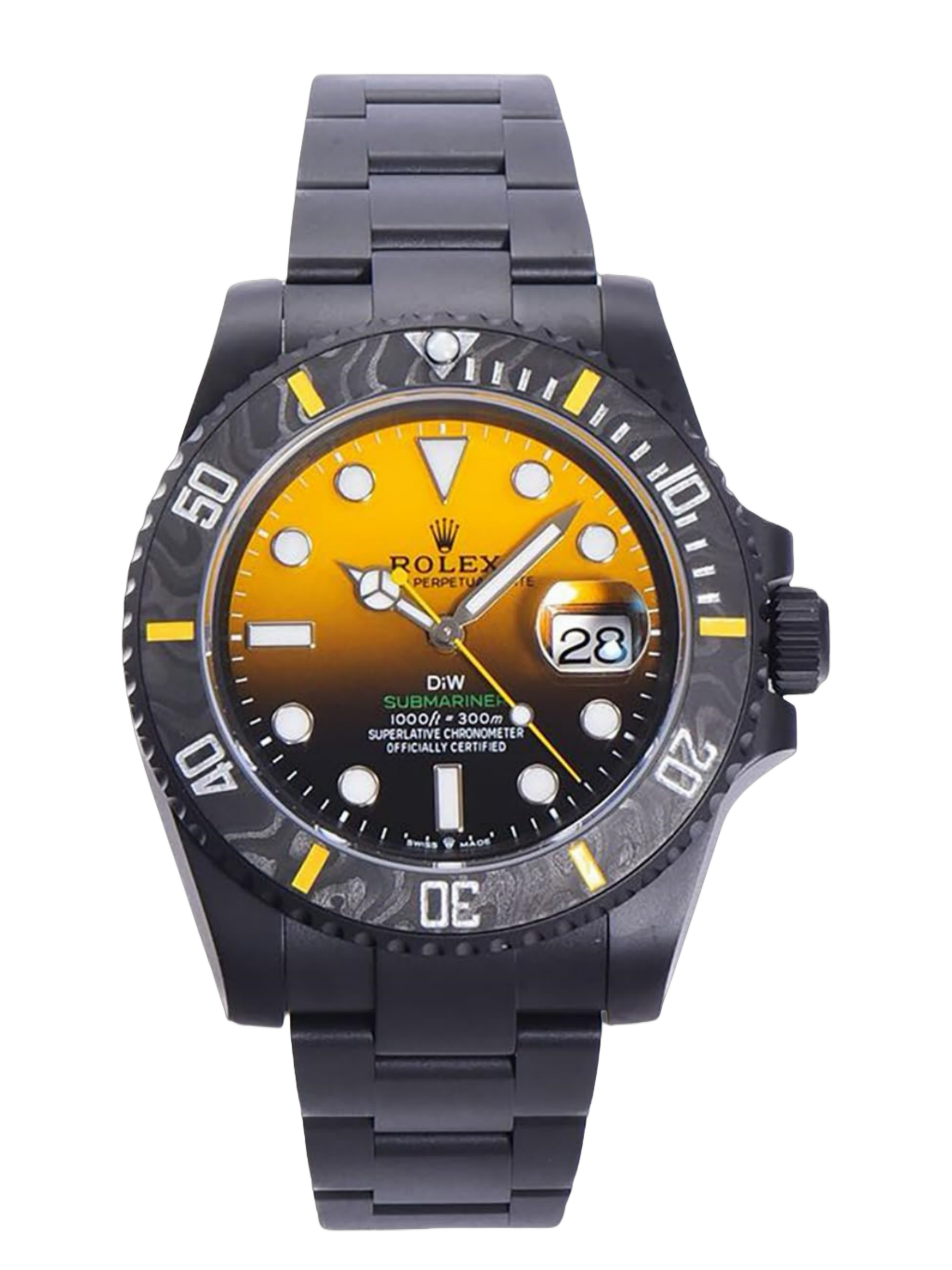 0f508a3060d6e6c861044d02d79284f2bb9808d4da114810f225449cba4a06f3 Rolex Submariner 116610 PVD-DLC Stainless Steel Carbon Fiber Bezel Yellow & Black Dial - Image 1