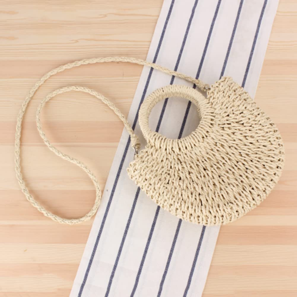 3ab03d1bedcdfbbcb9508e47033f4404 Handmade Woven Shoulder Bag Women Weaving Crossbody Bag Fashion Semicircle Holiday Beach Bags Tote - Image 1