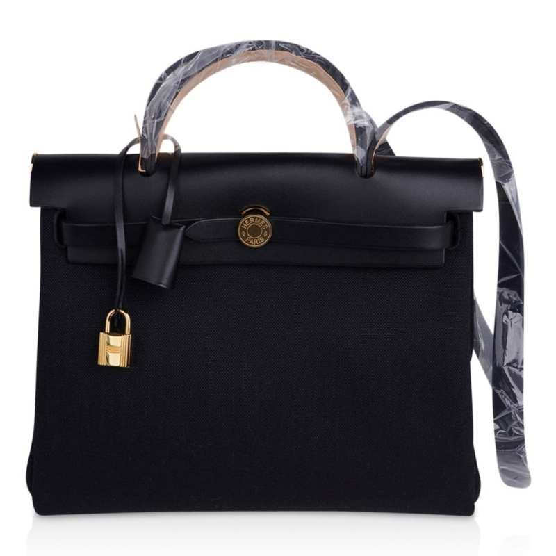 3b209aaa23aa745e355bfa0a91a8fc03 Herbag Zip Black on Black 31 Officier Canvas / Vache Hunter Leather - Image 1