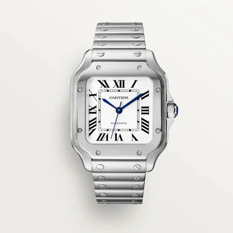 4502dbf6a23951354ef9e58945e4e04454c6746158aa65a3cfebd16de6f55ed7 Cartier SANTOS Medium Model Classic Silver WSSA0029 - Image 1