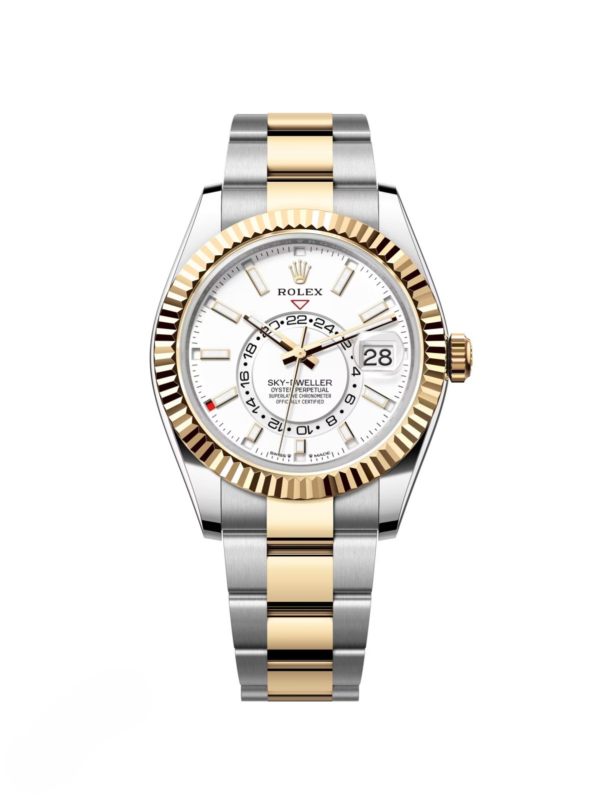 5f736635748c85edd4b629899508ff853232adee597a93f55fe6d0eda0b37913 Rolex Sky-Dweller 42mm 336933-0005/0006 Two-Tone Yellow Gold White Dial Oyster - Image 1