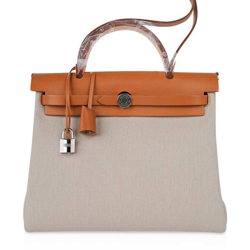 5fbe56cdd39ed3f5063b0e6c6f2a67b6 Herbag Zip 31 Bag Beton Toile Militaire / Natural Sable Leather Palladium New w/Box - Image 1