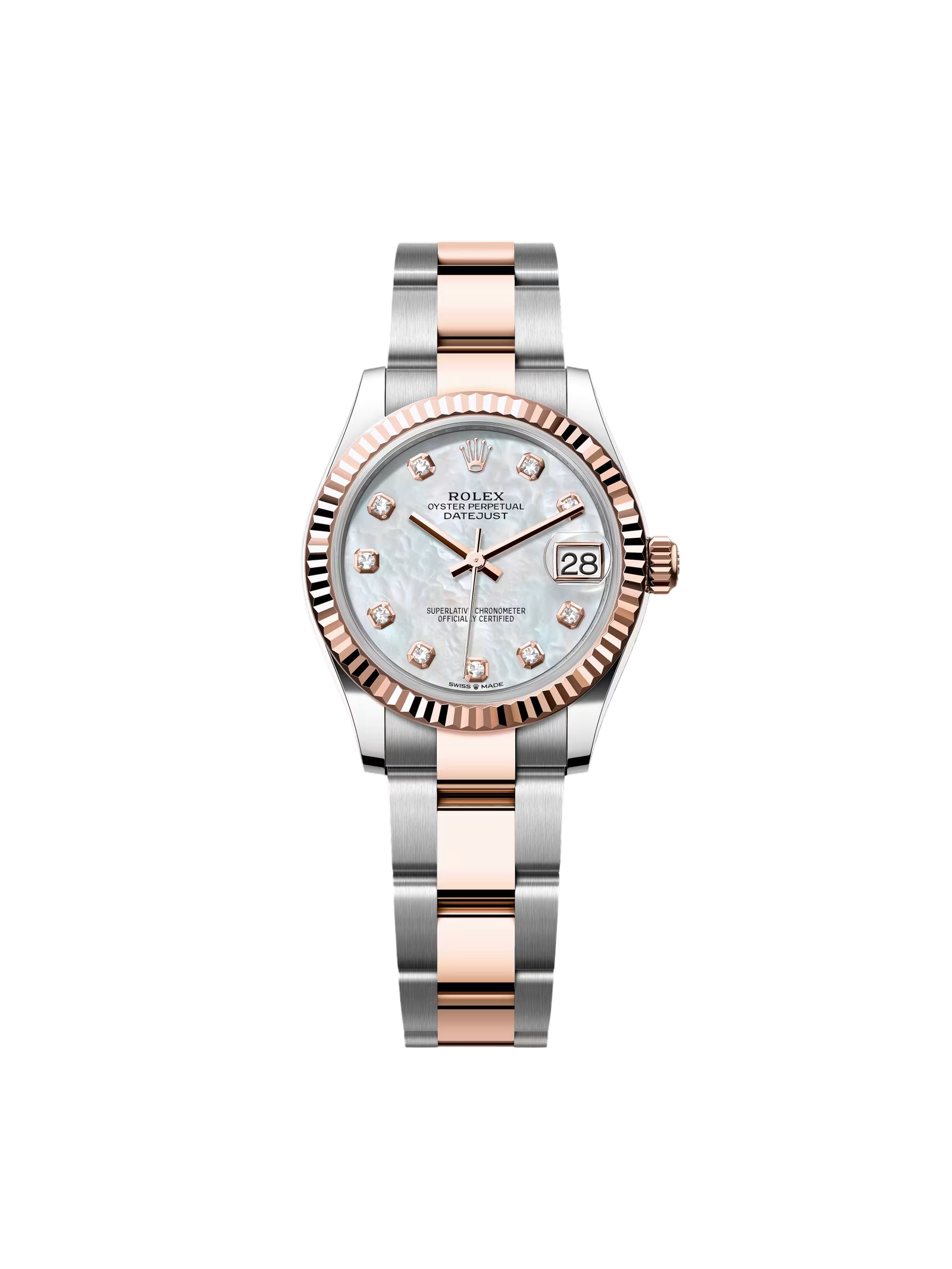 89289940a75a69908341586101a8a8324765cf724f9b0c05c850a24a2e5c0e50 Rolex Datejust m278271-0025/0026 White Mother-of-Pearl 31mm Dial Oyster Bracelet Watch - Image 1