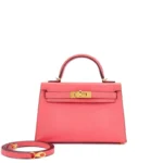 Herm¨¨s Rose Lipstick Ch¨¨vre Mini Kelly II 20 Gold Hardware
