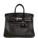 Herm¨¨s Special Order (HSS) Birkin 25 Black Matte Verso Alligator Brushed Palladium Hardware