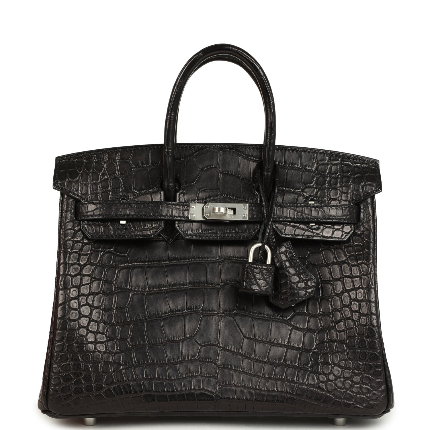 H-B-251015-1-YL-01 Herm¨¨s Special Order (HSS) Birkin 25 Black Matte Verso Alligator Brushed Palladium Hardware - Image 1