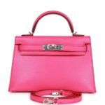 Herm¨¨s Kelly Sellier 20 Rose Pop Chevre Chamkila Palladium Hardware
