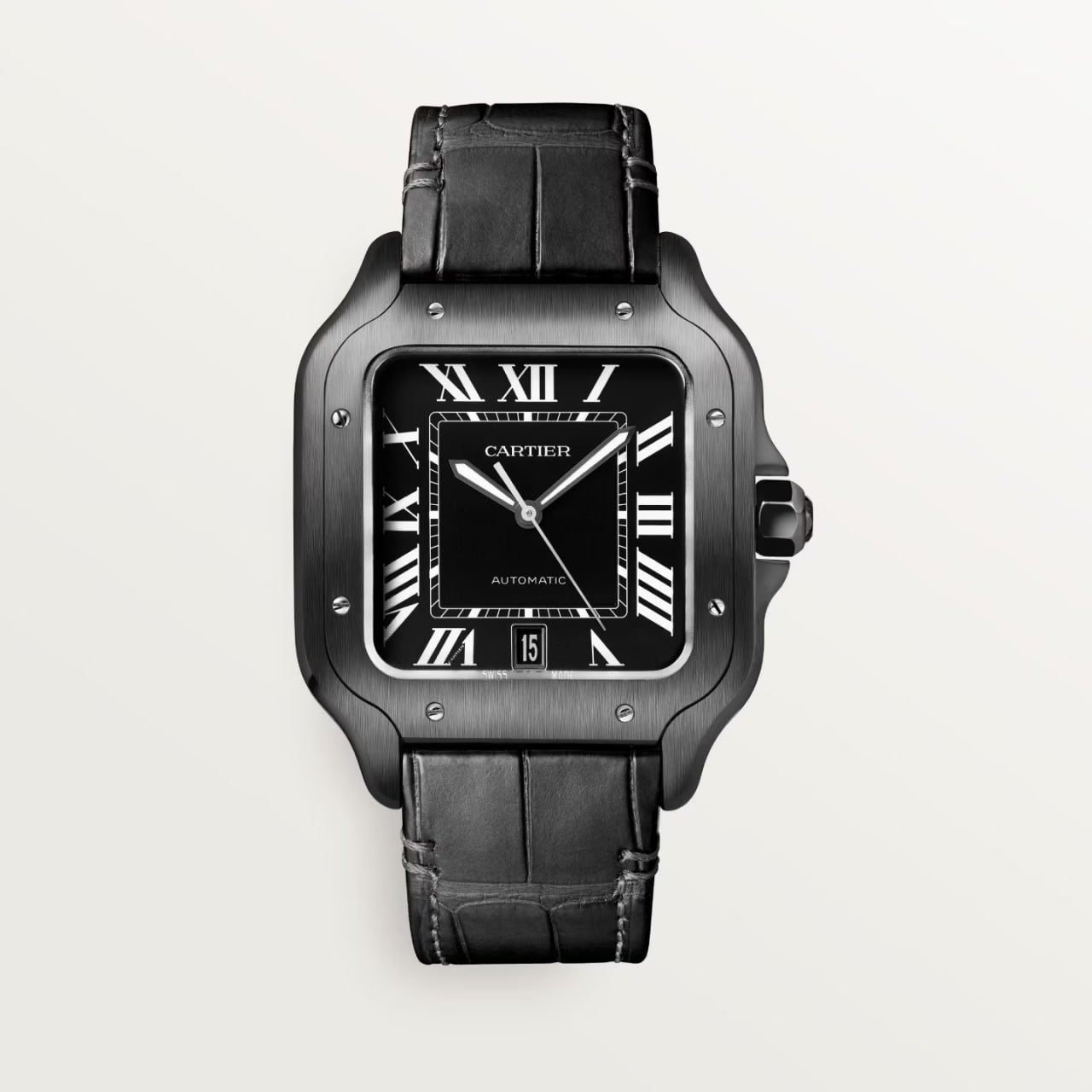a90349077558aa85d1266900a334394303bd669799eabd1101985562509c34e4 Cartier Santos de Cartier Large Model Black ADLC WSSA0039 - Image 1