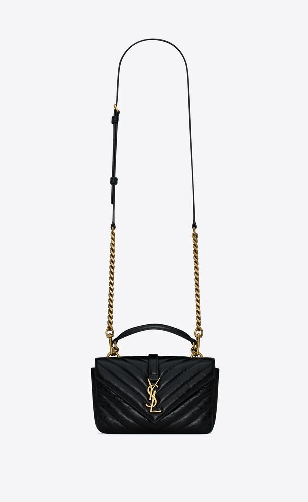 d37b1b0d31bc3798bdaf8164867e1eb1 COLLEGE MINI CHAIN BAG IN SHINY CRACKLED LEATHER - Image 1