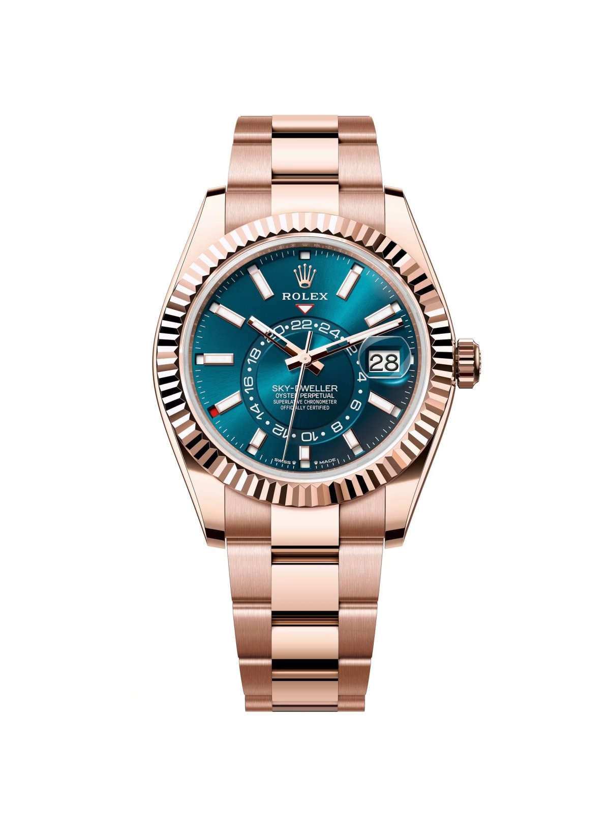 fa4e66714baa1663acd008fa7c21f497cf4e5b9a7a541f7c2fd6962c23cb210d Rolex Sky-Dweller 42mm 336935-0001/0005 Rose Gold Blue Dial Oyster - Image 1